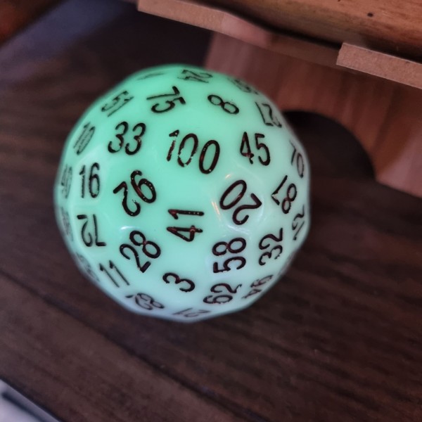 D100 Green Glowing Dice
