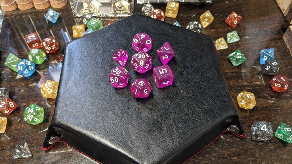 Clear Glitter Dice Sets - Purple