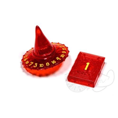 Red Wizard hat D20 and Spellbook D2