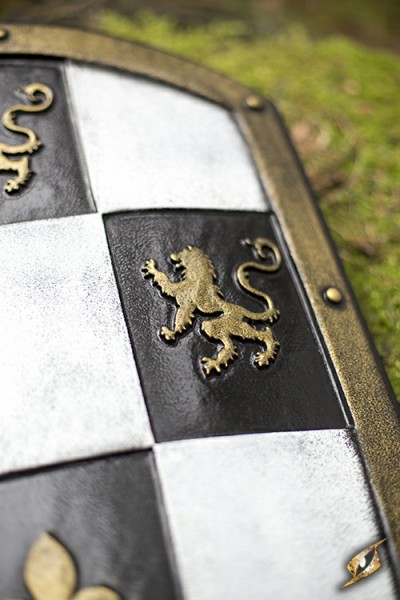 Checkered Shield - White &amp; Gold