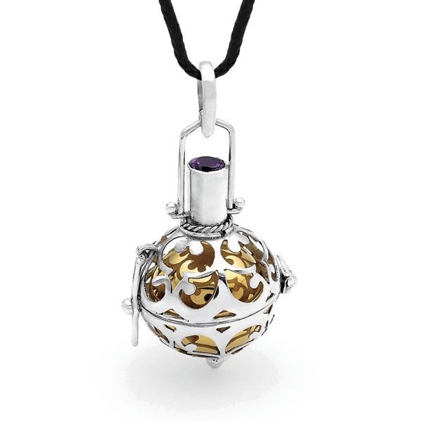 Sterling Silver Lace Locket with Brass Harmony Ball