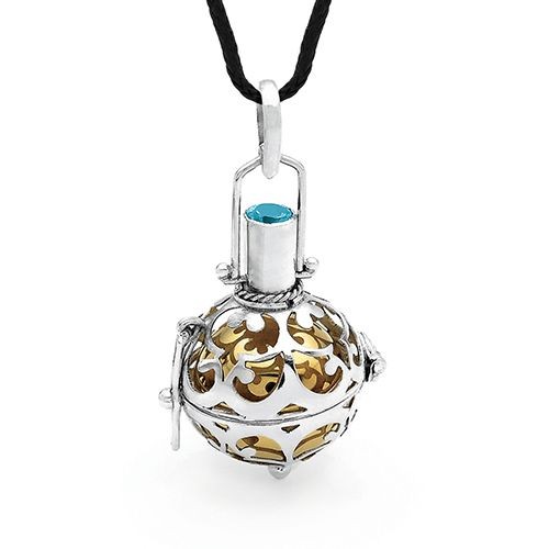 Sterling Silver Lace Locket with Brass Harmony Ball