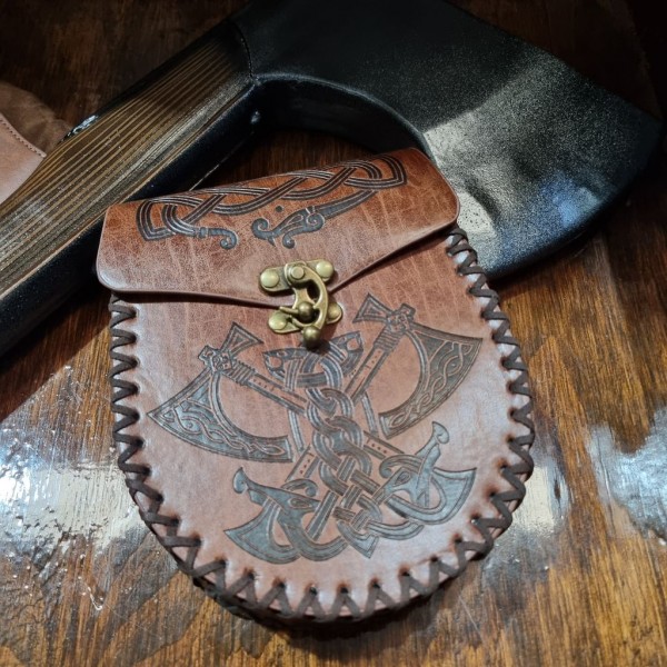 Pleather Belt Pouch - Axes Large