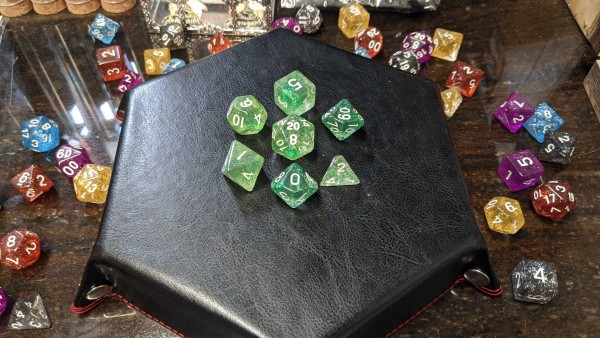 Clear Glitter Dice Sets - Green
