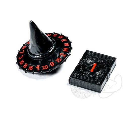 Black Wizard hat D20 and Spellbook D2