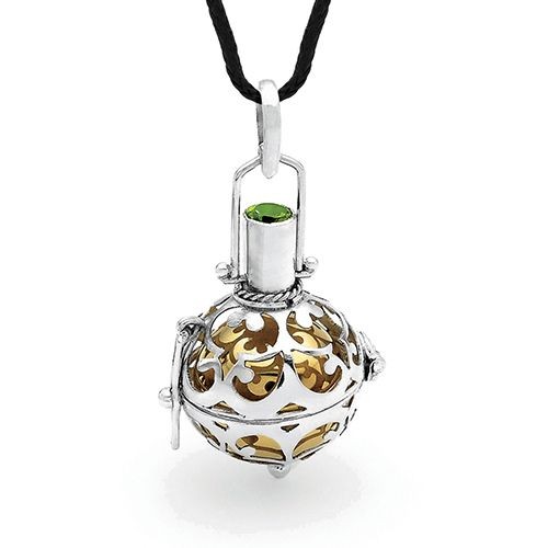 Sterling Silver Lace Locket with Brass Harmony Ball